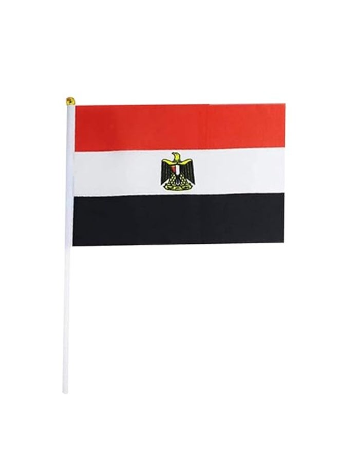 علم مصر الوطني حجم A5 يدوي مع عصا – قماش بالألوان الأحمر والأبيض والأسود – عبوة 5 قطع - Image 2